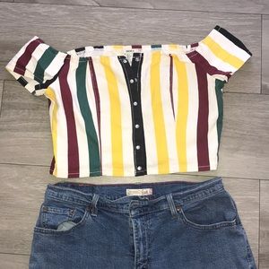 Stretch crop top, off the shoulder, CUTE